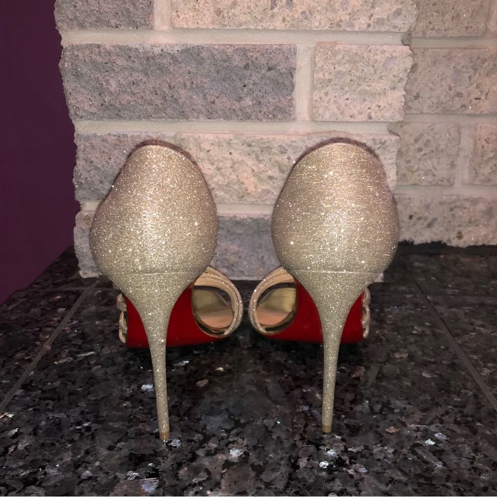 Christian Louboutin Metallic Norina 120 Glitter Sandal Heels - Picture 6 of 10